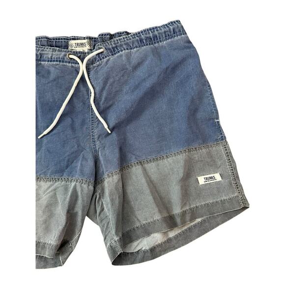 Trunks Surf & Swim Co. Men's Blue & Gray Oxford Swimming Trunks Shorts Size M - Picture 2 of 6